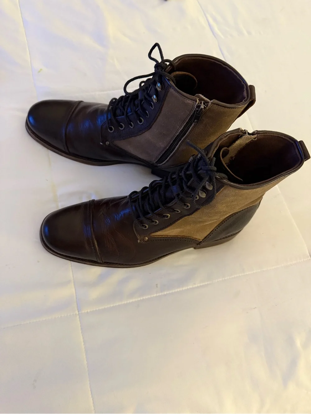 Men's Ashton Grey 2 toned Brown Leather and Lace-Up Boots-Size 12